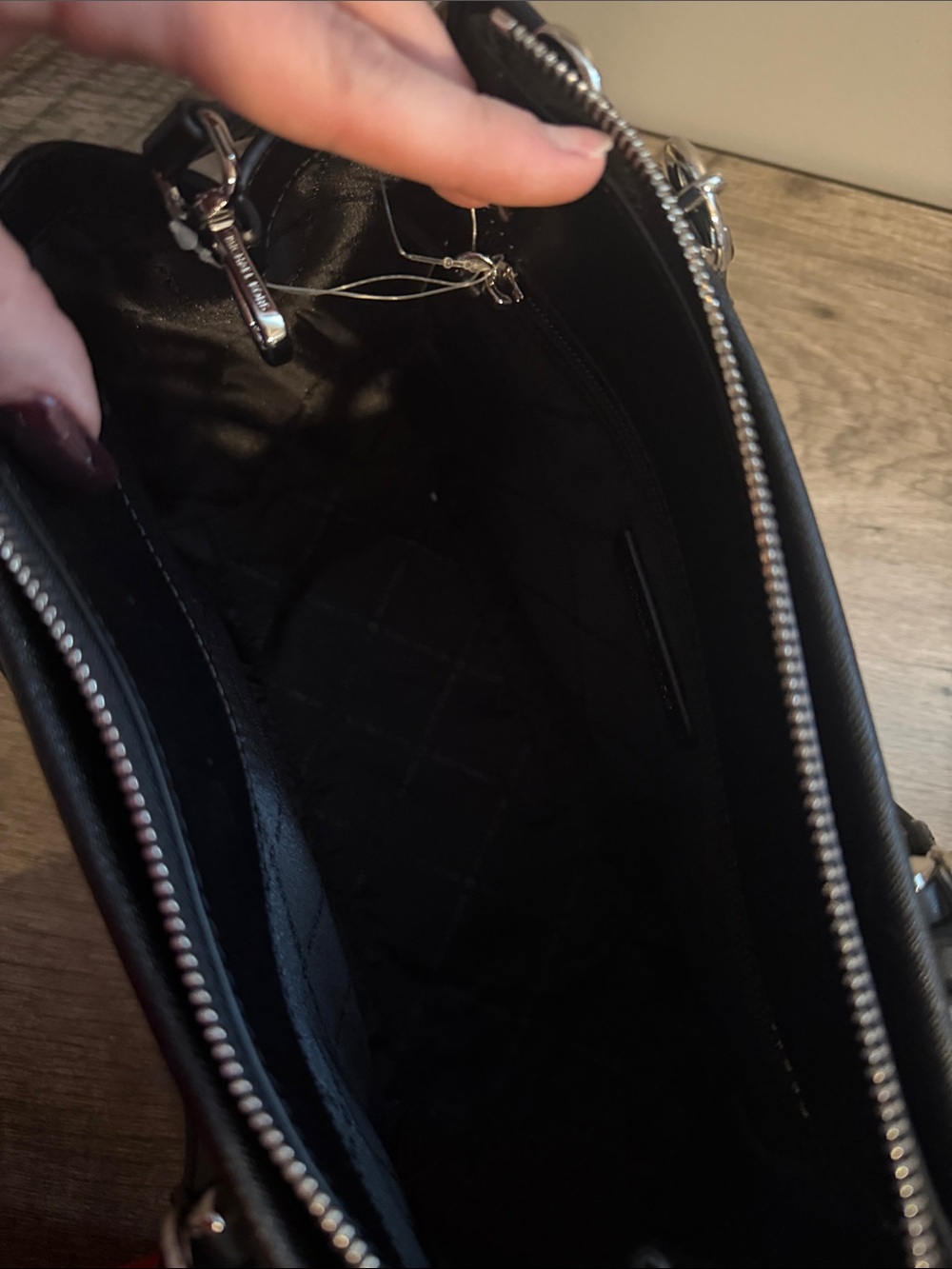 Michael Kors Black Saffiano Satchel with Silver Hardware - Picture 3 of 4